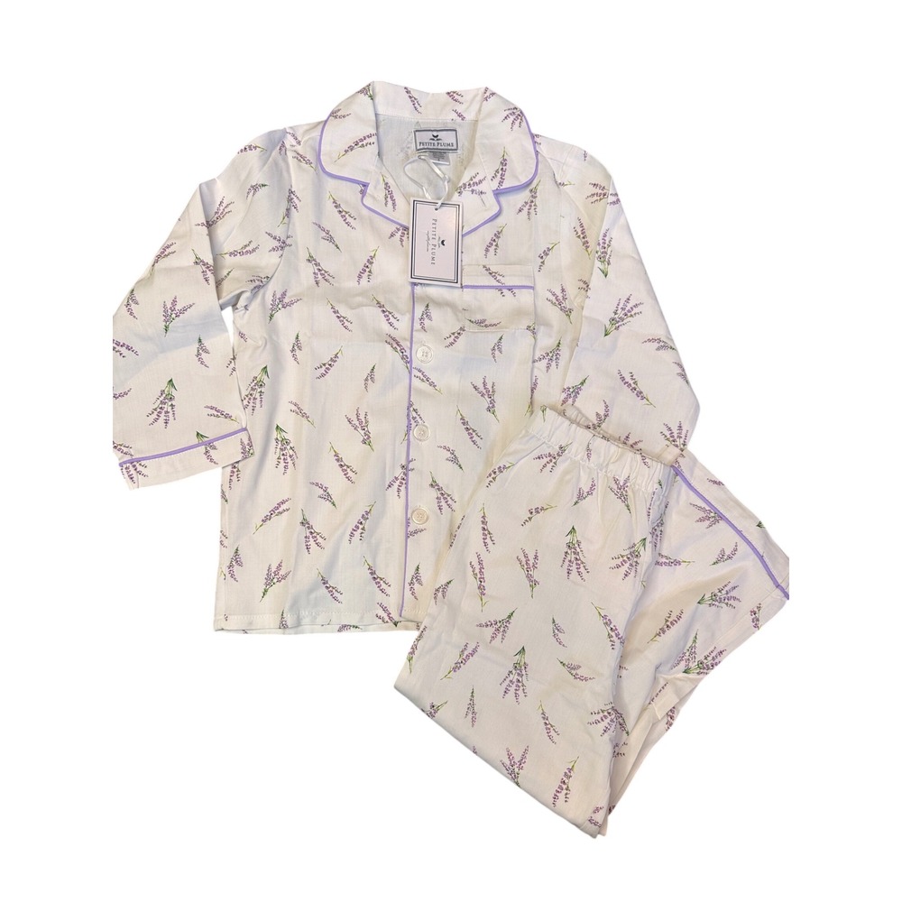 Petite Plume Fields of Provence Pajama Set Lavender Floral Cotton Kids Size 5